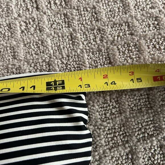 DKNY Striped Strapless Womens 10 Black White One Piece Swimsuit Bathing Suit - Picture 3 of 8